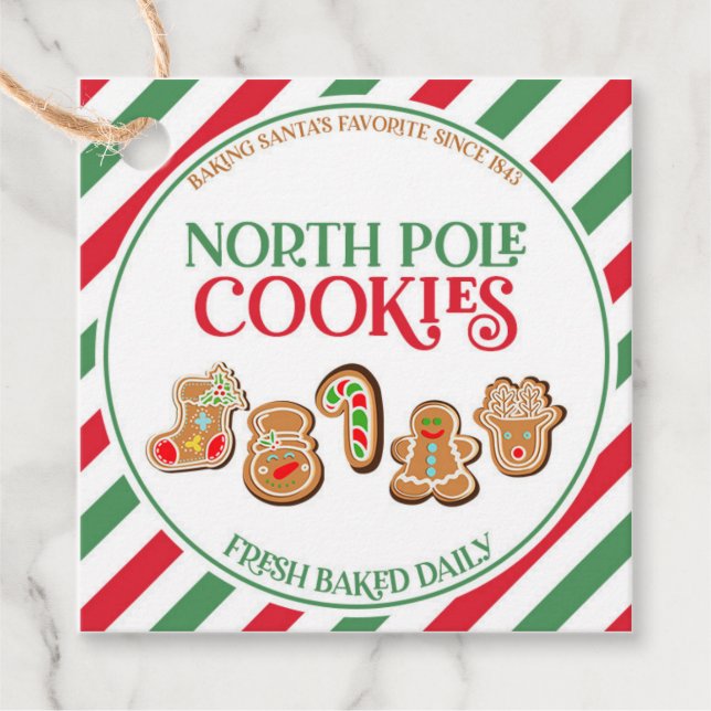 Jul North Pole Cookies Gift Gåvor Etiketter (Framsida)