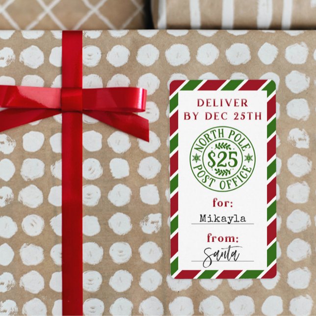 Jul North Pole från Santa Gift Sticker Fraktsedel (Skapare uppladdad)