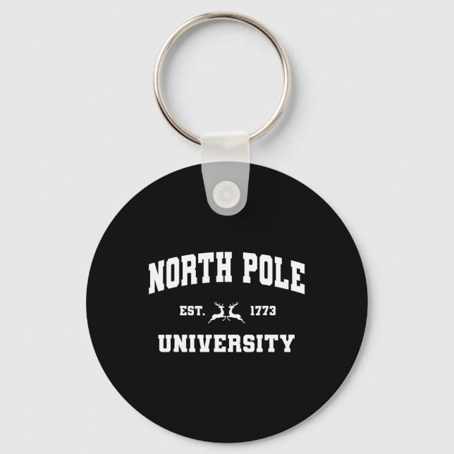 Jul North Pole Universiteten Santa Workshop Elv Nyckelring (Framsida)