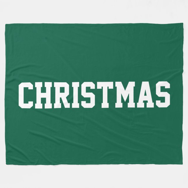 JUL Nostalgisk vit text på grangrön Fleecefilt (Framsidan (Horisontell))
