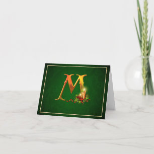 Jul Notecard-ljus med tända ljus, första M Helgkort
