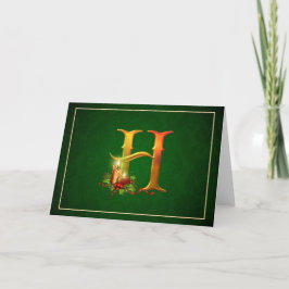 Jul Notecard-ljus med tända ljus, inledande H Helgkort