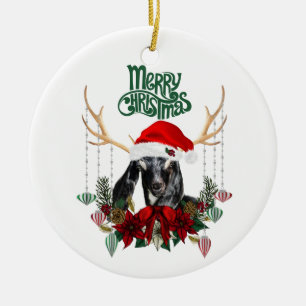 Jul Nubian Reindeer Kid Goat med andedräkt Julgransprydnad Keramik