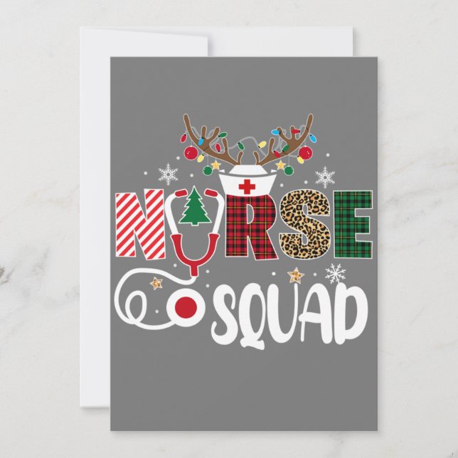 Jul Nurse Crew Squad Julafton Nursing Pajamas Inbjudningar (Framsida)