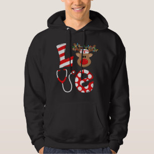 Jul Nurse Kärlek NICU RN ER Santa Reindeer Nur Hoodie