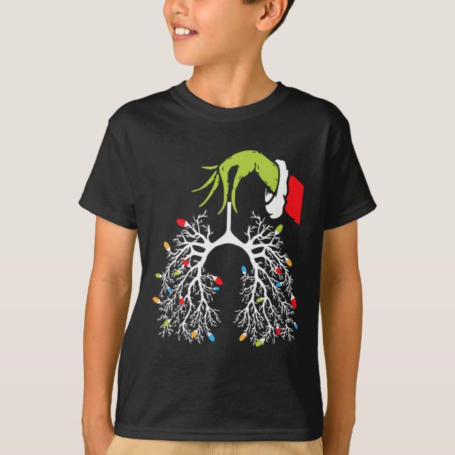 Jul Nurse Lung Julafton Ljus Funny Pulmonologi T Shirt (Framsida)