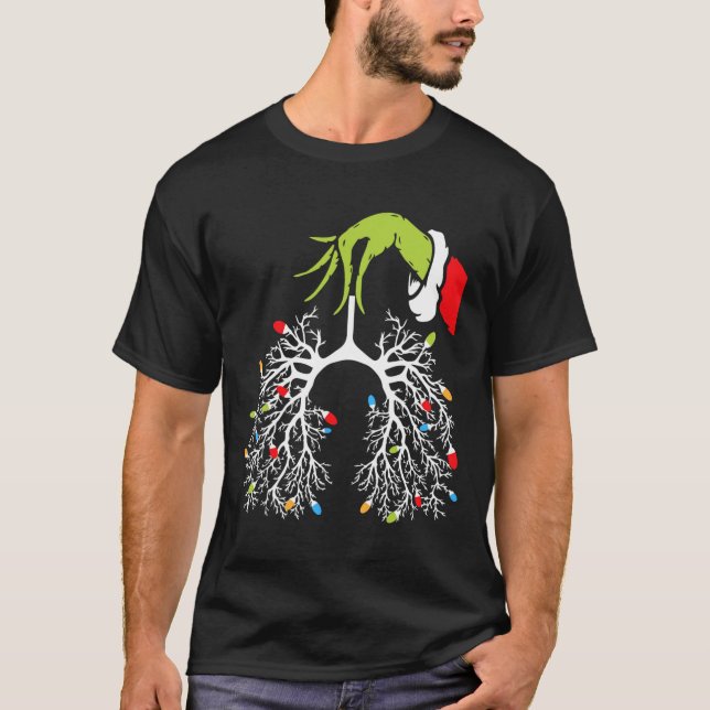 Jul Nurse Lung Julafton Ljus Funny Pulmonologi T Shirt (Framsida)