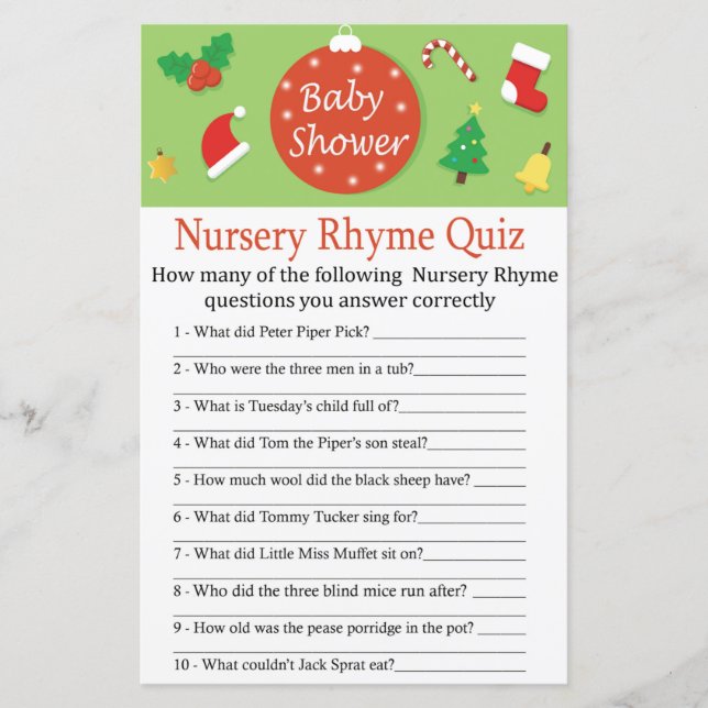 Jul Nursery Rhyme Quiz-babyduschspel (Framsida)