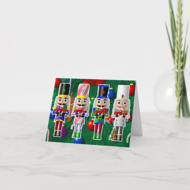 Jul Nutcrackackar med Little Red Lastbilar Helgkort (Framsida)