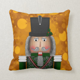Jul Nutcracker Ansikte, Grönt-Square Pillow Kudde