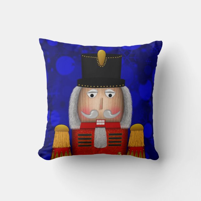 Jul Nutcracker Ansikte, Röd-Square Pillow Kudde (Framsida)