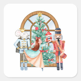 Jul Nutcracker Ballerina Mouse Kung Fyrkantigt Klistermärke
