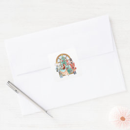 Jul Nutcracker Ballerina Mouse Kung Fyrkantigt Klistermärke