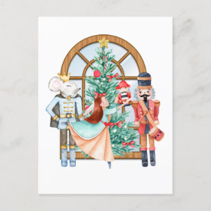 Jul Nutcracker Ballerina Mouse Kung Vykort