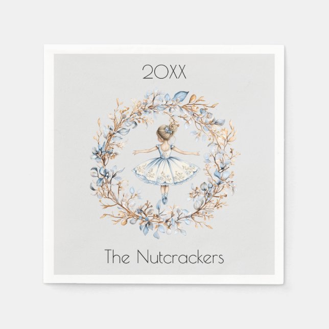 Jul Nutcracker Ballerina Watercolor Pappersservett (Framsidan)