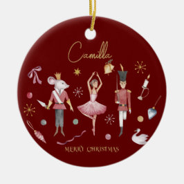 Jul Nutcracker Ballerina Whimsical Kids Namn Julgransprydnad Keramik