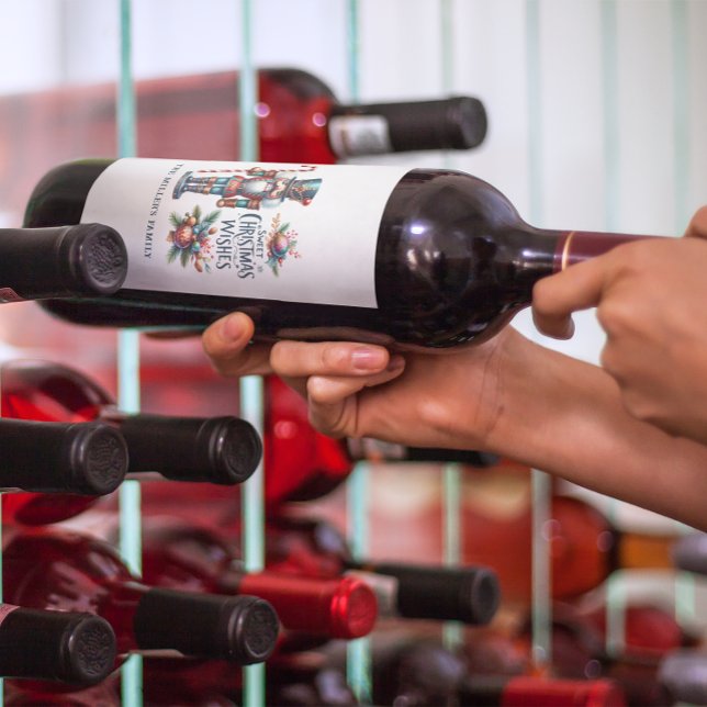 Jul Nutcracker Candy cane jul Önskemål Vinflaska Etikett (Skapare uppladdad)