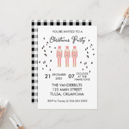 Jul Nutcracker Gingham-inbjudan Inbjudningar