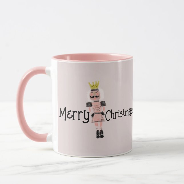 Jul Nutcracker Handdragen Rosa Soldier Doodle Mugg (Vänster)