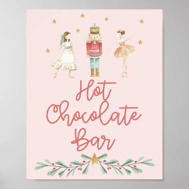 Jul Nutcracker Hett Chocolate Pub Rosa Poster (Framsidan)