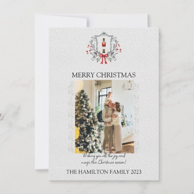 Jul Nutcracker Holly Ram med Photo Julkort (Framsida)
