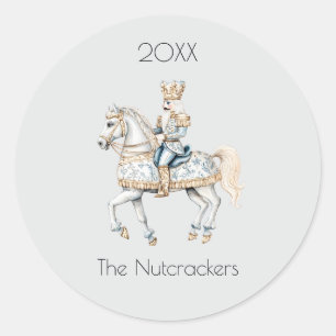 Jul Nutcracker Horse Watercolor Runt Klistermärke