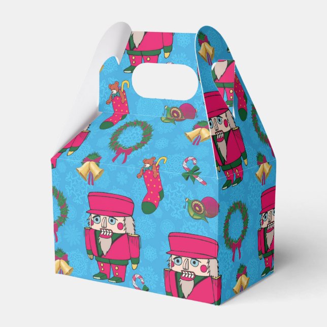 Jul Nutcracker leksak,Blå snöflinga mönster Presentaskar (Framsidan Sidan)