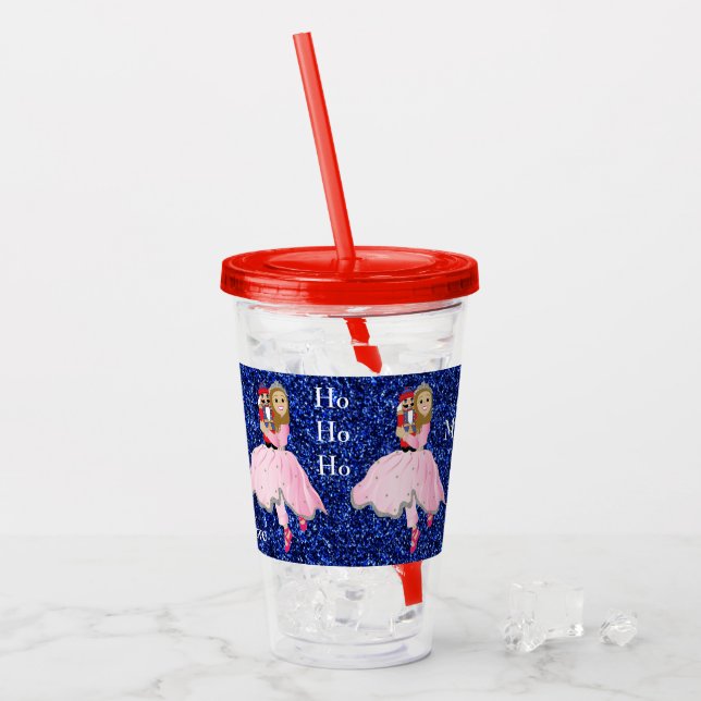 Jul Nutcracker Lt Brwn Hair Acrylic Tumbler Take Away Mugg (Framsida Ice)