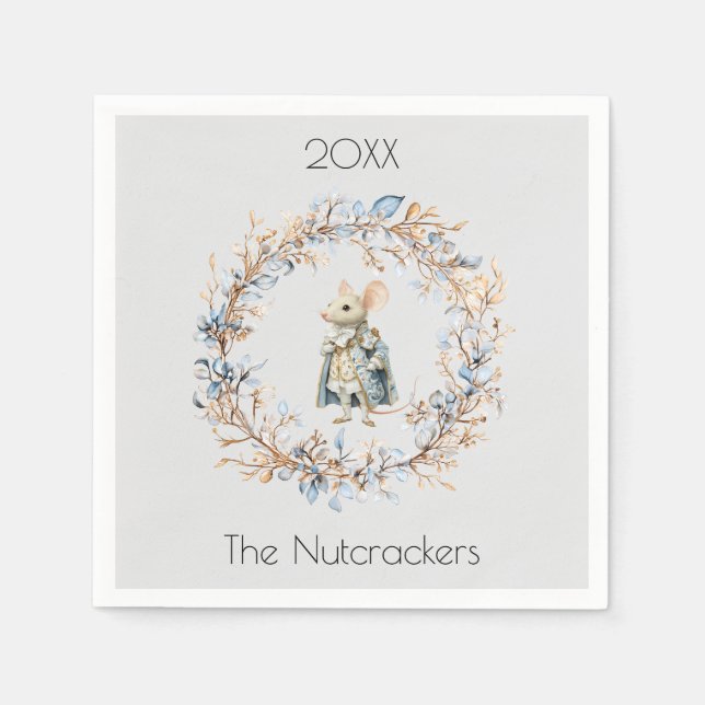 Jul Nutcracker Mouse Kung Watercolor Pappersservett (Framsidan)