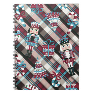 Jul Nutcracker Play Blue Burgundy Anteckningsbok Med Spiral