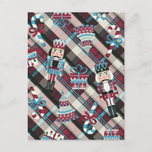 Jul Nutcracker Play Blue Burgundy Helg Vykort