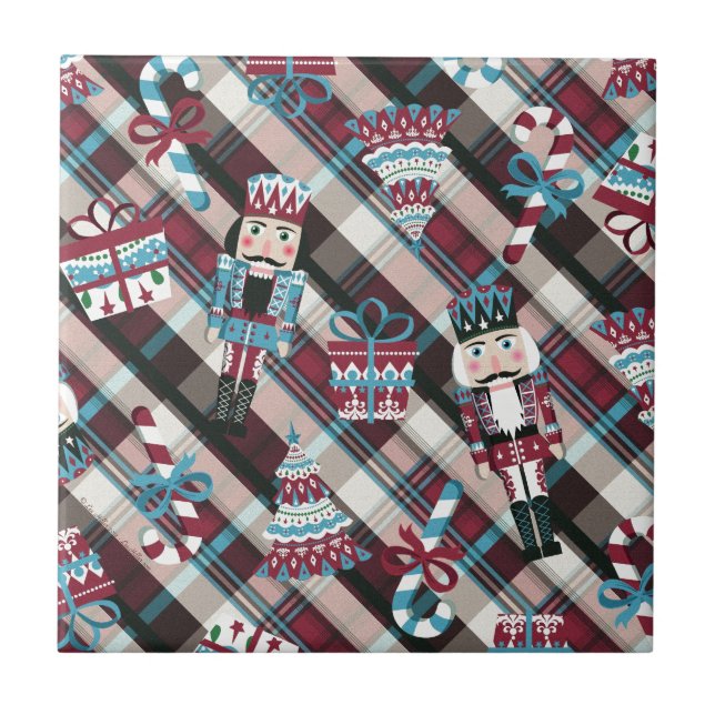 Jul Nutcracker Play Blue Burgundy Kakelplatta (Framsidan)