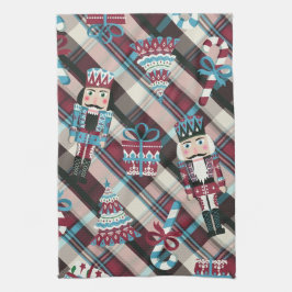 Jul Nutcracker Play Blue Burgundy Kökshandduk