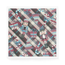 Jul Nutcracker Play Blue Burgundy Napkins