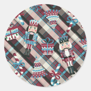 Jul Nutcracker Play Blue Burgundy Runt Klistermärke