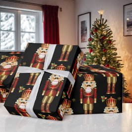 Jul Nutcracker Red Guld & Black Presentpapper