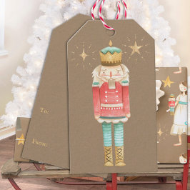 Jul Nutcracker Rustic Kraft Presentetikett