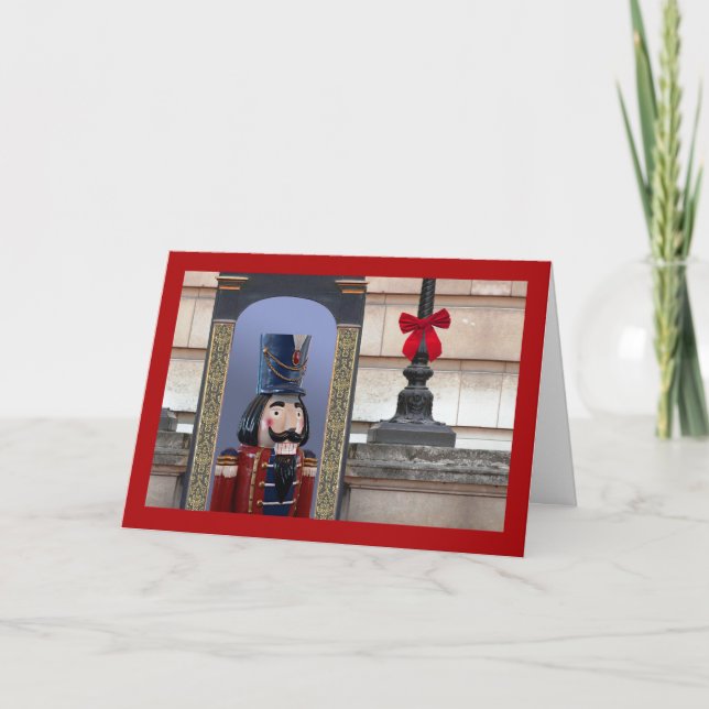 Jul Nutcracker Soldier i Palace Red Bow Helgkort (Framsida)