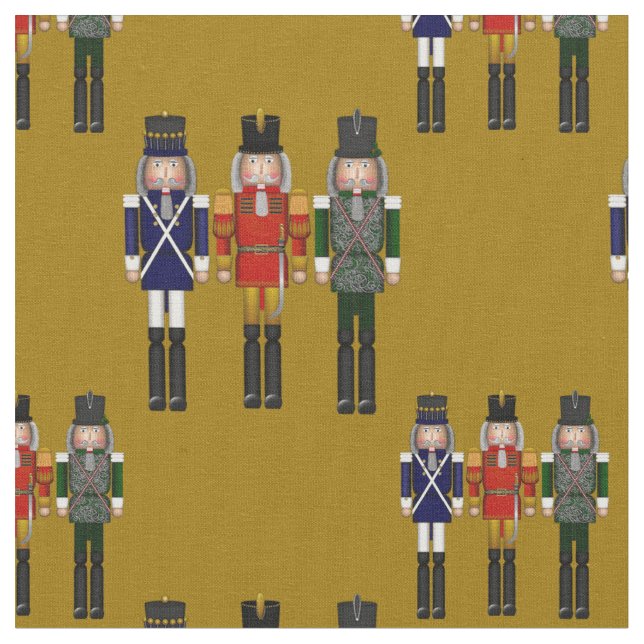 Jul Nutcracker Trio Guld-Fabric Tyg (Närbild)