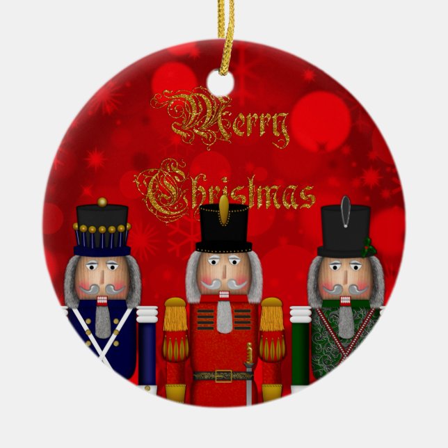 Jul Nutcracker Trio Round Ornament (Framsidan)