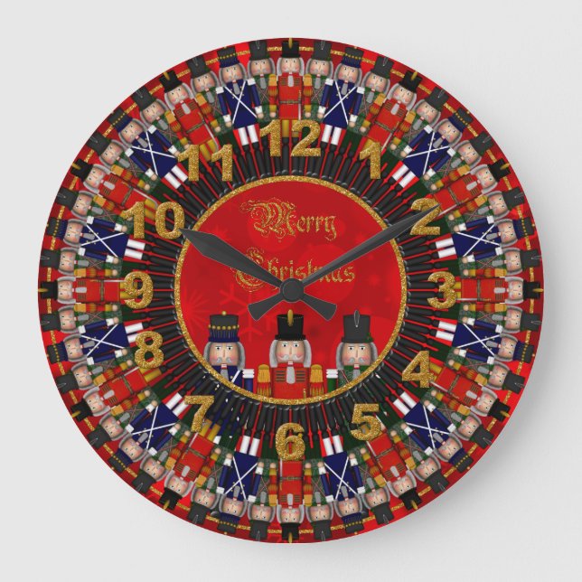 Jul Nutcracker Trio, Stil 2-ROUND CLOCK Stor Klocka (Framsida)