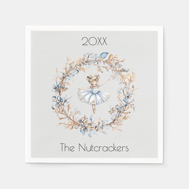 Jul Nutcracker Watercolor Ballerina Pappersservett (Framsidan)