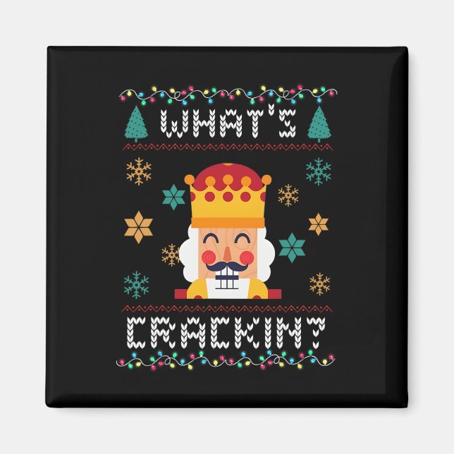 Jul Nutcracker Whats Crackin Funny Julafton Manar Magnet (Framsidan)