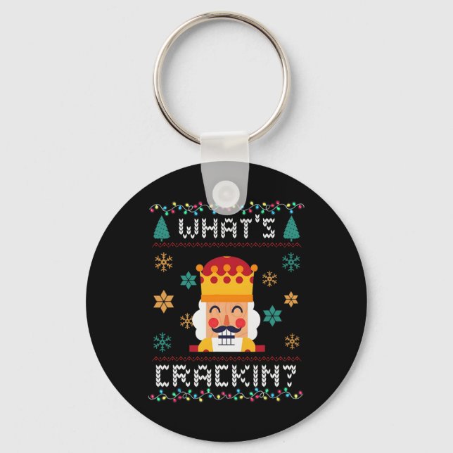 Jul Nutcracker Whats Crackin Funny Julafton Manar Nyckelring (Framsida)