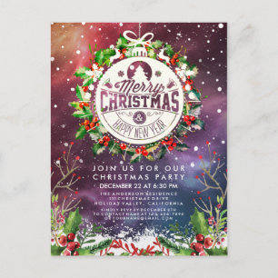 Jul Nya året Julfest Holly Wandean Snö Vykort