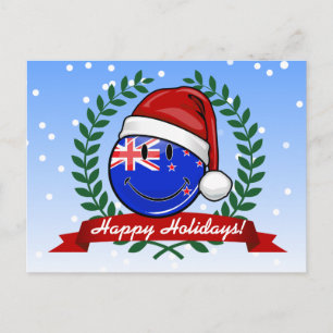 Jul Nya Zeeland Stil Smiling Flagga Helg Vykort