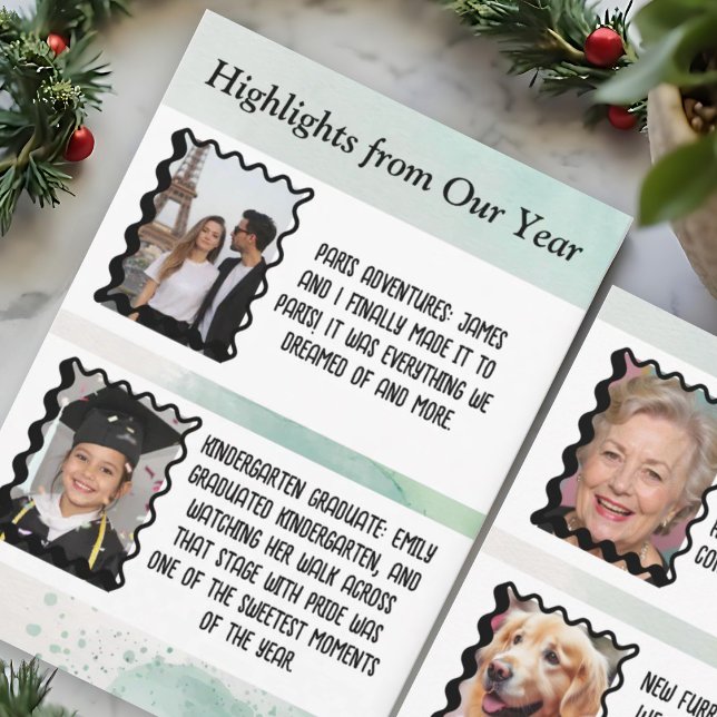 Jul Nyår Högdag Personlig Foto Kort (Holiday New Year Highlights Custom Photo Card.)