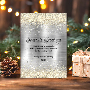 Jul nyår metallisk silver guld glitter kort