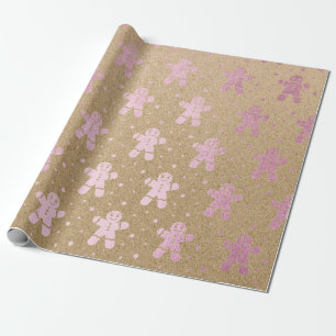 Jul nyår Rosa Guld Pepparkaksgubbe Kraft Presentpapper