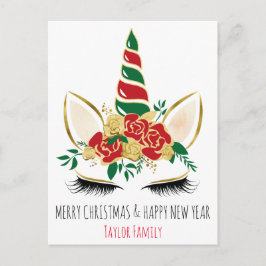 Jul - Nyår Vinter Unicorn Vykort